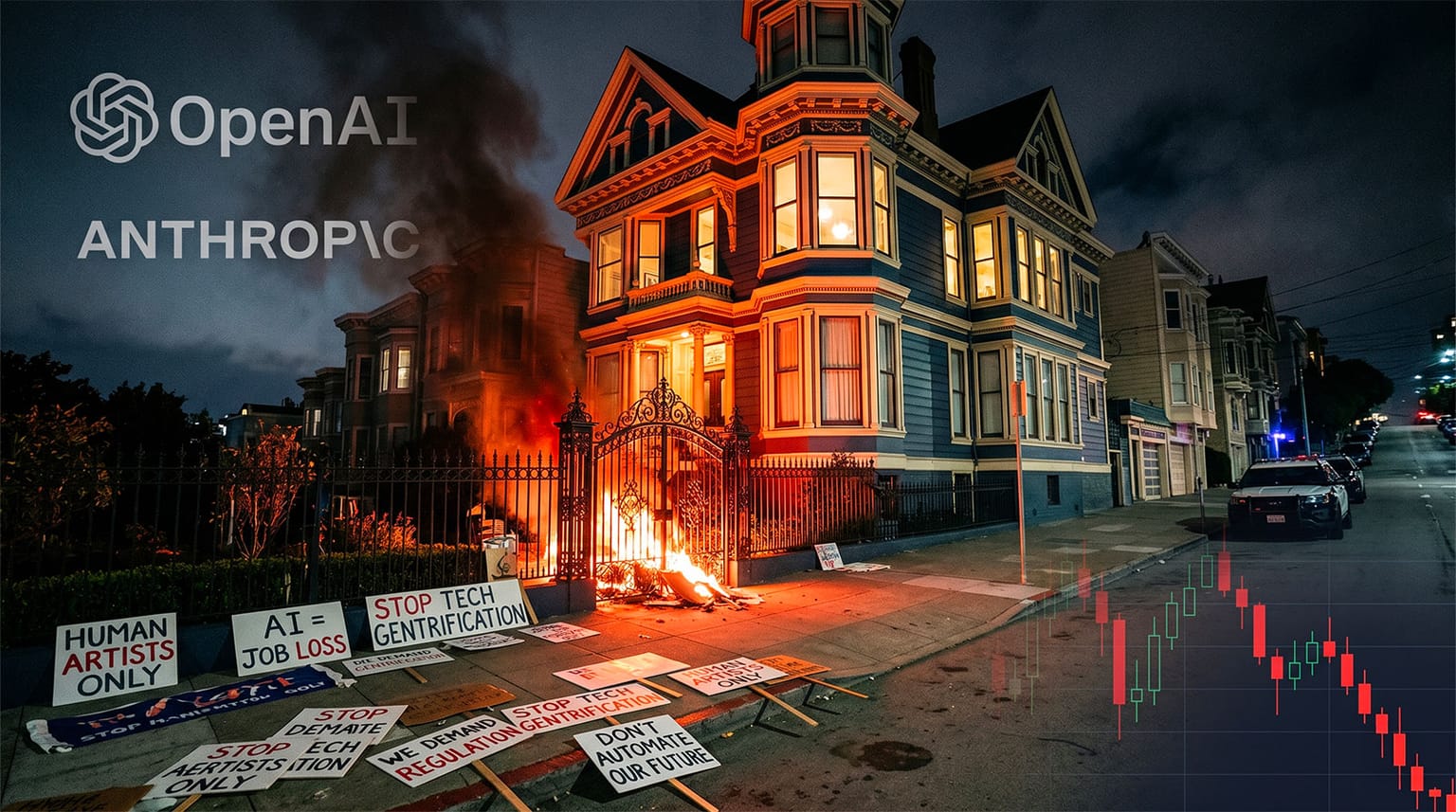 Molotov Cocktail at Sam Altman's Home, AI CEO Kill List, Attempted Murder Charges — the Anti-AI Backlash Turns Violent