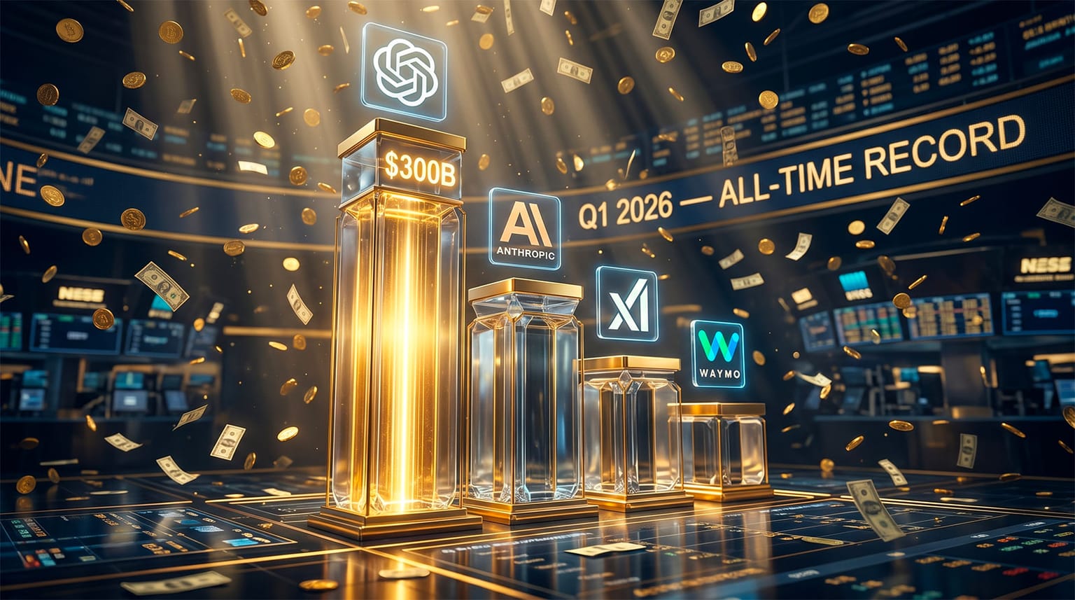$300 Billion in One Quarter: Q1 2026 Shatters All Funding Records — AI Claims 80% and Four Mega-Rounds Total $188 Billion