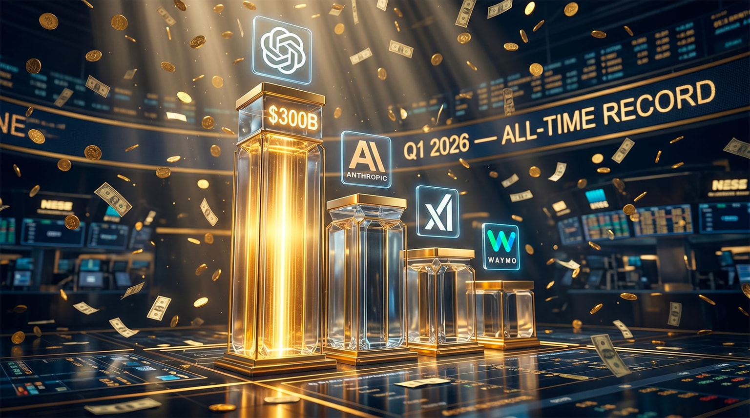 $300 Billion in One Quarter: Q1 2026 Shatters All Funding Records — AI Claims 80% and Four Mega-Rounds Total $188 Billion